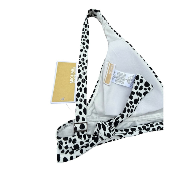 Michael Kors Women’s Medium Tie Back Bikini Top - Spot Black & White NWT - Picture 6 of 12